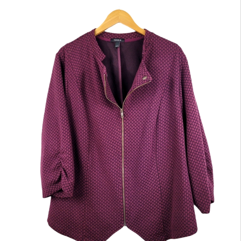 Torrid Blazer Full Zip Jacket Burgundy